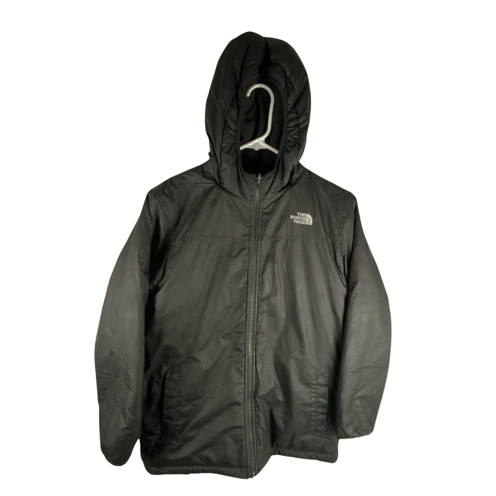 The North Face Jacket Boys Large 14/16 Black Reversible Fleece Puffer Hooded